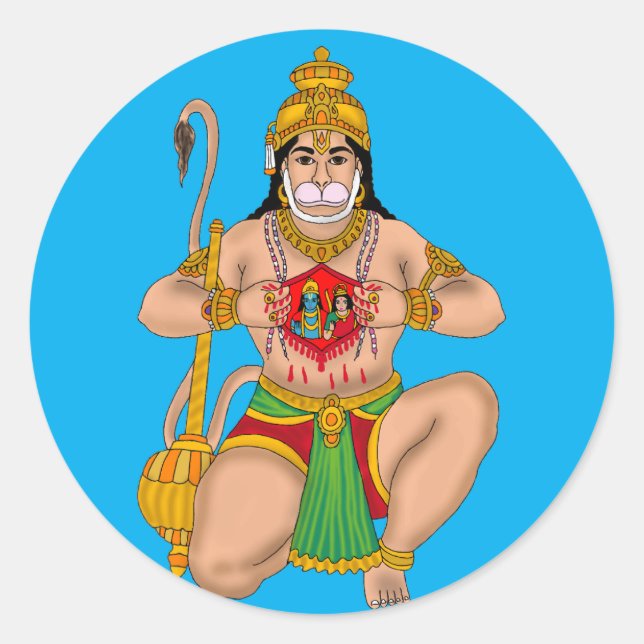 Redondo Adesivo do Senhor Hanuman (Frente)
