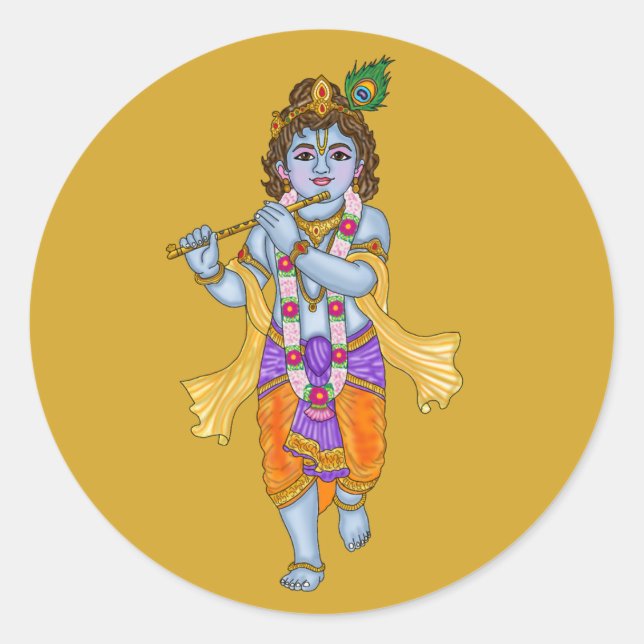 Redondo Adesivo do Senhor Krishna (Frente)