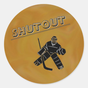 Redondo Adesivo do Shutout de Hockey Goalie