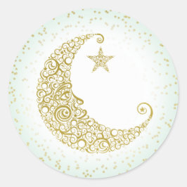 Redondo Adesivo Dourado Estrela Brilhante Lua Mint