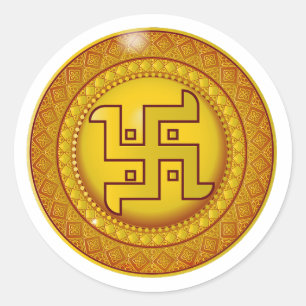 Redondo Adesivo Dourado Hindu Swastik