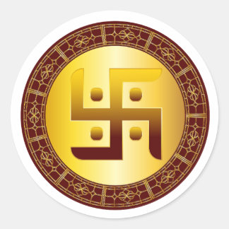 Redondo Adesivo Dourado Hindu Swastik Diwali