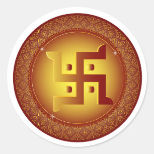 Redondo Adesivo Dourado Hindu Swastik Diwali