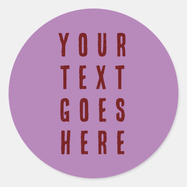 Redondo adesivo edite seu texto aqui burgundy roxo (Frente)