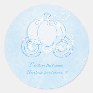 Redondo Adesivo Elegante Carruagem Azul Princesa Cinderela