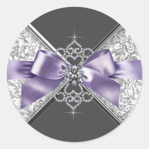 Redondo Adesivo Elegante Lavanda Roxo Branco Diamantes