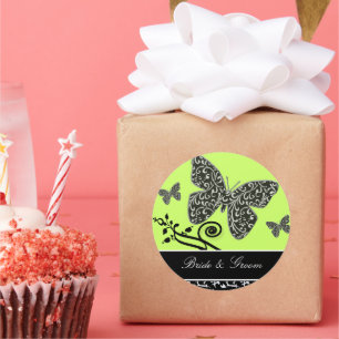 Redondo Adesivo em espiral e borboleta