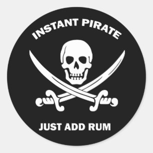 Redondo Adesivo em preto de Rum Pirate Inatant