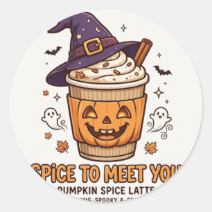 Redondo Adesivo engraçado de Halloween de Latte de Tempero