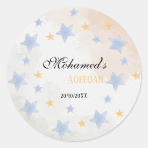 Redondo Adesivo Estrela Aqeeqah Personalizado – Nome & Dat