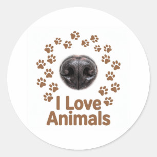 Redondo Adesivo Eu Amo Animais