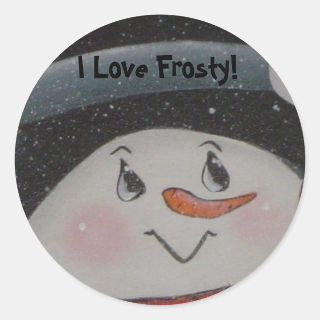 Redondo Adesivo Eu Amo Frosty (Frente)