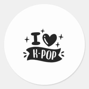 Redondo Adesivo Eu Amo K-Pop