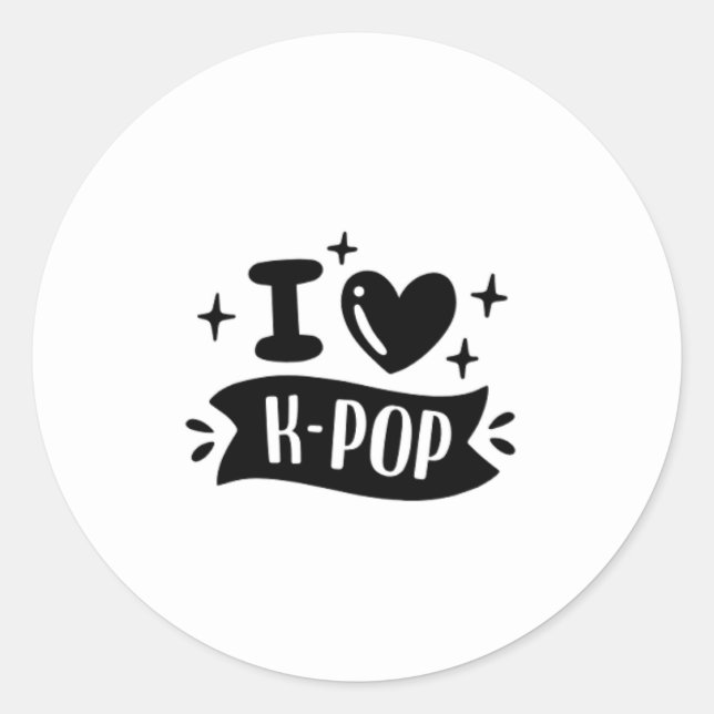 Redondo Adesivo Eu Amo K-Pop (Frente)