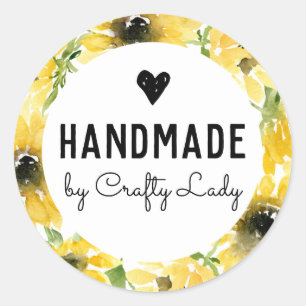 Redondo Adesivo feito à mão - Girassol dourado