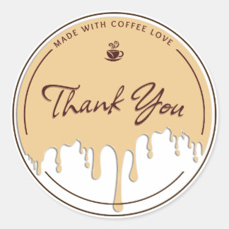 Redondo Adesivo Feito Com Amor de Café Obrigado