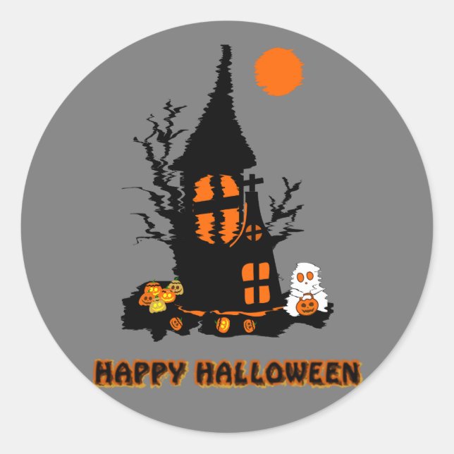 Redondo Adesivo Feliz Halloween (Frente)