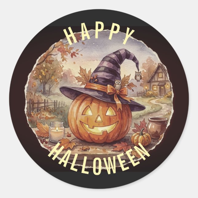 Redondo Adesivo Feliz Halloween (Frente)