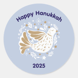 Redondo Adesivo Feliz Hanukkah Paz Pombo 2025