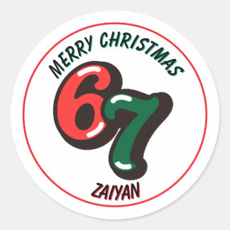 Redondo Adesivo Feliz Natal Números 6 e 7 Nome Personaliza