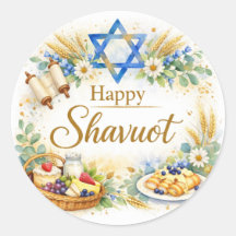 Adesivo Feliz Shavuot, Estrela de Davi