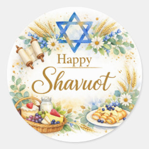 Redondo Adesivo Feliz Shavuot, Estrela de Davi