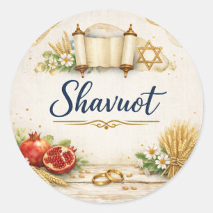 Redondo Adesivo Feliz Shavuot, Feriado Judaico 