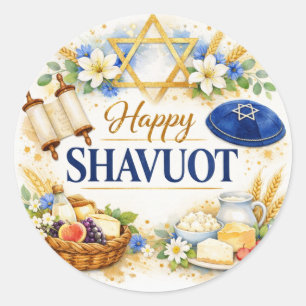 Redondo Adesivo Feliz Shavuot, Feriado Judaico, Judaísmo