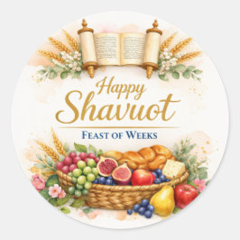 Redondo Adesivo Feliz Shavuot, Frutas do Festival 