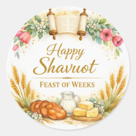 Redondo Adesivo Feliz Shavuot, Judaico
