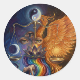 Redondo Adesivo Fênix Equilíbrio Yin Yang