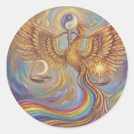 Redondo Adesivo Fênix Equilíbrio Yin Yang