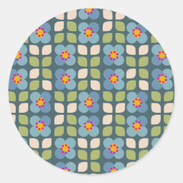 Redondo Adesivo Floral Azul e Verde - Bloom & Stick