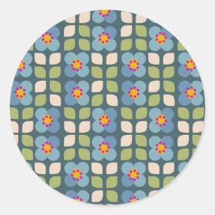 Redondo Adesivo Floral Azul e Verde - Bloom & Stick