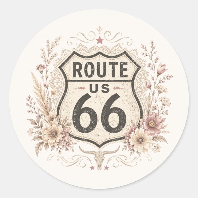 Redondo Adesivo Floral Boho Mother Road (Frente)