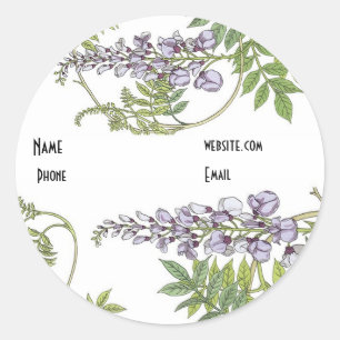 Redondo Adesivo Floral Branco Lavanda Vintage