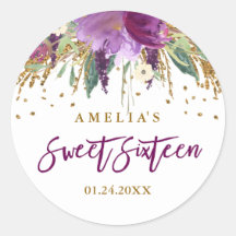 Adesivo Floral Brilho Amethyst Sparkling Sweet 16