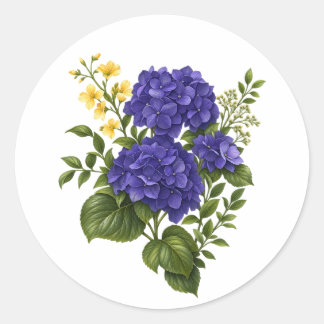 Redondo Adesivo Floral de Hortênsia Roxa