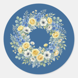 Redondo Adesivo Floral Indigo & Yellow Bloom