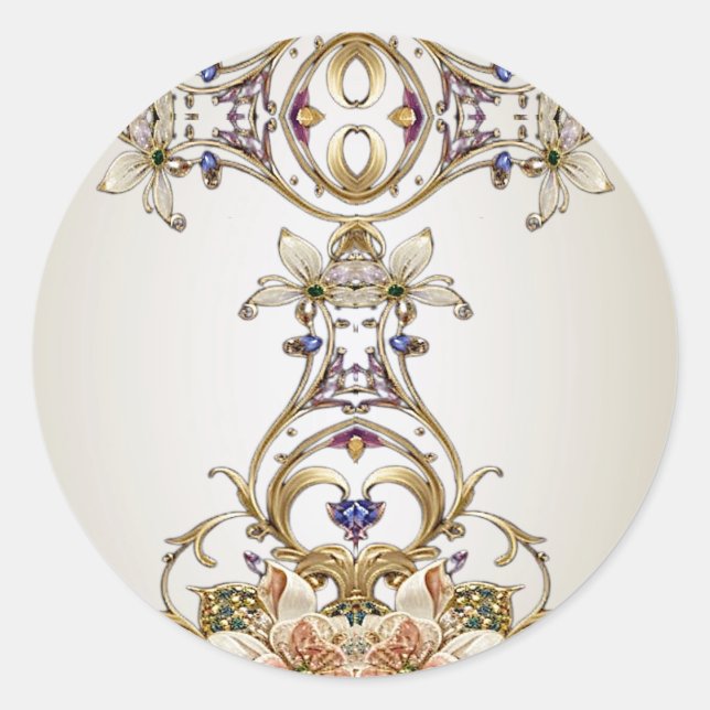 Redondo Adesivo Floral Ouro Branco (Frente)
