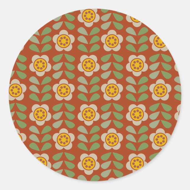 Redondo Adesivo Floral Tons Terrosos - Bloom & Stick (Frente)