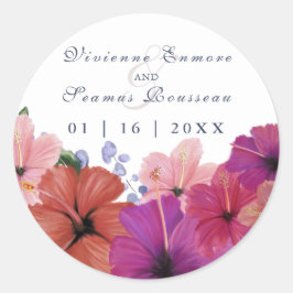 Redondo Adesivo floral tropical personalizado de hibisco