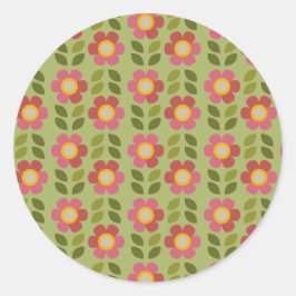 Redondo Adesivo Floral Verde e Rosa - Bloom & Stick