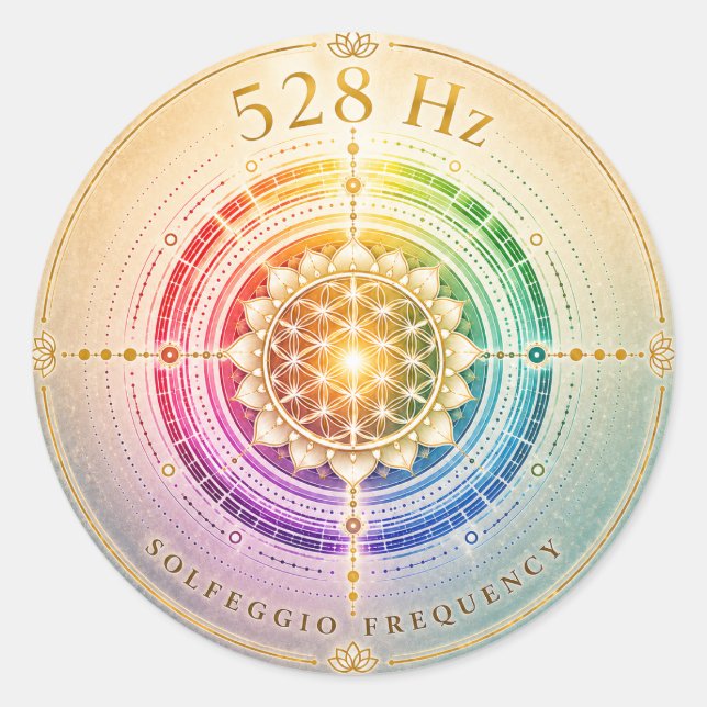 Redondo Adesivo Frequência Solfeggio 528 Hz (Frente)
