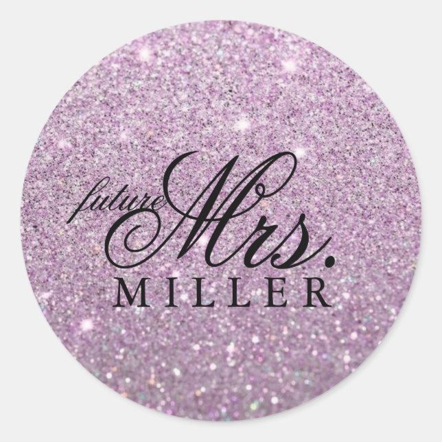 Redondo Adesivo - Futuro Sra. Fab Glitter Roxo (Frente)