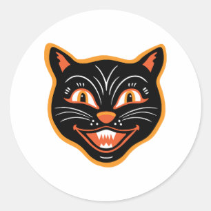 Redondo Adesivo Gato Preto Antigo Halloween Halloween