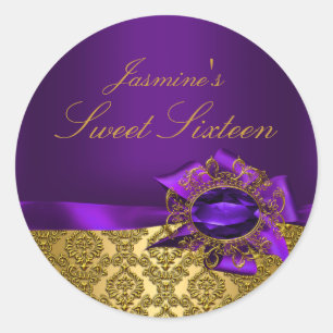 Redondo Adesivo Gem & Bow Doce 16 Roxo