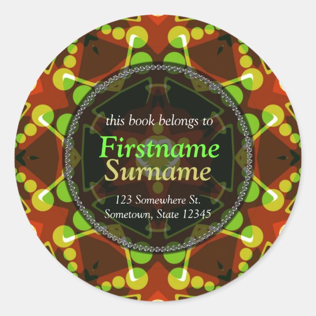 Redondo Adesivo Geométrico do Bookplate do Bolinhas (Frente)