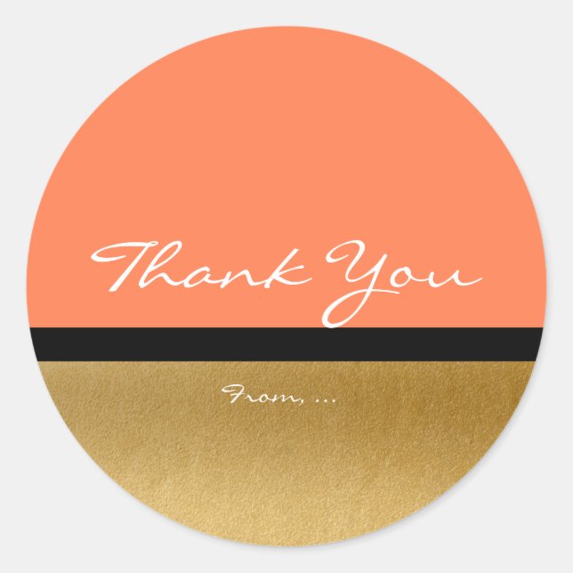 Redondo Adesivo Glam Chic Elegante Moderno Coral e Dourado (Frente)