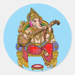 Redondo Adesivo impermeável brilhante do Senhor Ganesha